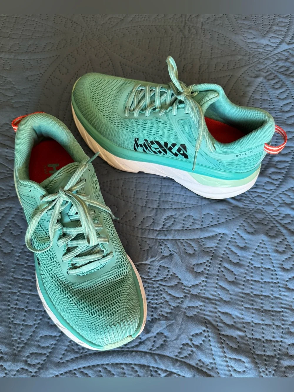 HOKA BONDI 7 Women's Light Blue-Aqua Running Shoes - Picture 1 of 8